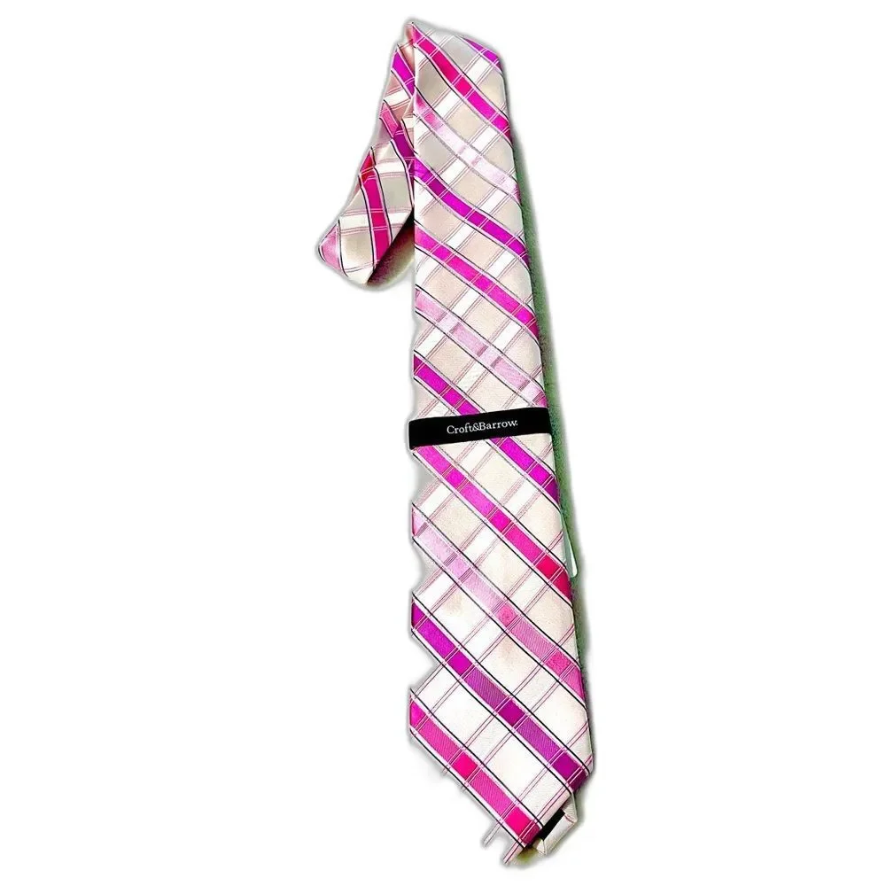 Croft & Barrow Pink Neon Plaid Men's Tie